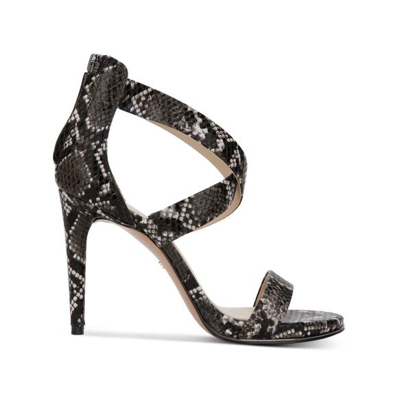 KENNETH COLE Womens Gray Snake Print Brooke Cross Almond Toe Stiletto Sandals 9 - Picture 2 of 4